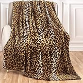 Edenleaf Leopard Print Blanket Fleece Throw for Bed Sofa Travel and Camping, Super Soft Cozy Fluffy Plush Cheetah Print Blanket for All Seasons 50"x60" (Dark Brown)