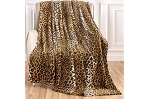 Edenleaf Leopard Print Blanket Fleece Throw for Bed Sofa Travel and Camping, Super Soft Cozy Fluffy Plush Cheetah Print Blanket for All Seasons 50"x60" (Dark Brown)