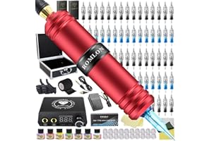 Romlon Tattoo Kit Professional - Tattoo Machine Kit Complete Rotary Tattoo Pen Machine LED Power Supply 40Pcs Cartridges Needles Tattoo Case Tattoo Accessories for Beginners and Tattoo Artists