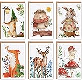 Naixiwen Woodland Animals Blank Cards with Envelopes, 24 Pack Forest Animals Note Cards Bulk for Kids, 4x6 Inch Watercolor Greeting Card Set Boxed for All Occasions