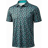 MAGCOMSEN Mens Golf Shirt Short Sleeve Dry Fit Moisture Wicking Golf Polos Casual Performance Print Collared Shirt Men