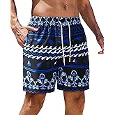 Gleeease 5inch Mens Swim Trunks: with Mesh Liner Pockets Drawstring Quick Dry Stretch Lined Funny Beach Swimming Pool Surf
