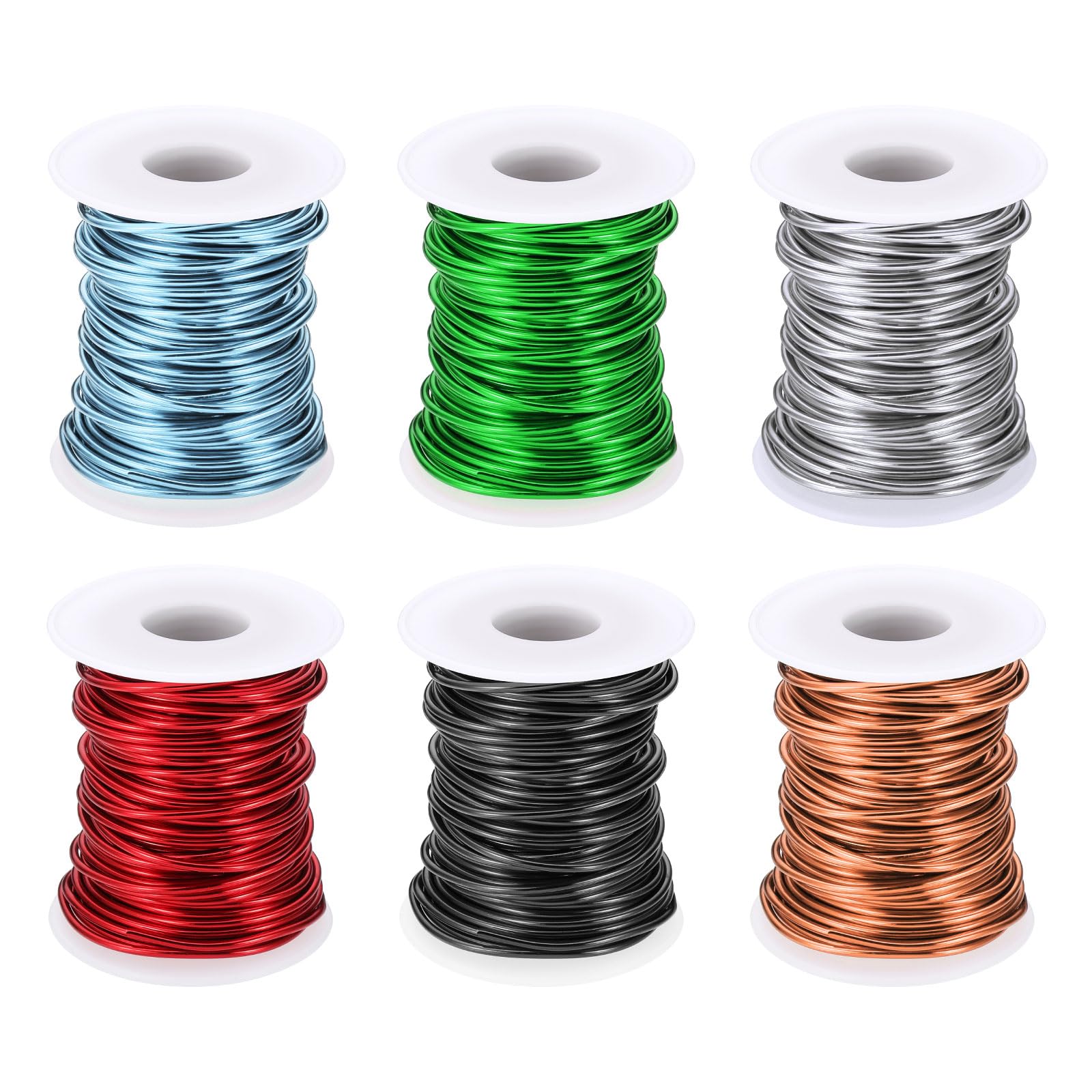 PATIKIL 12 Gauge 2 mm Aluminum Craft Wire, 49.2 Ft Metal Wire 6 Roll Armature Bendable Wire for Jewelry Making Metal Wrap DIY, Green/Black/Rose Gold/Red/Blue/Silver
