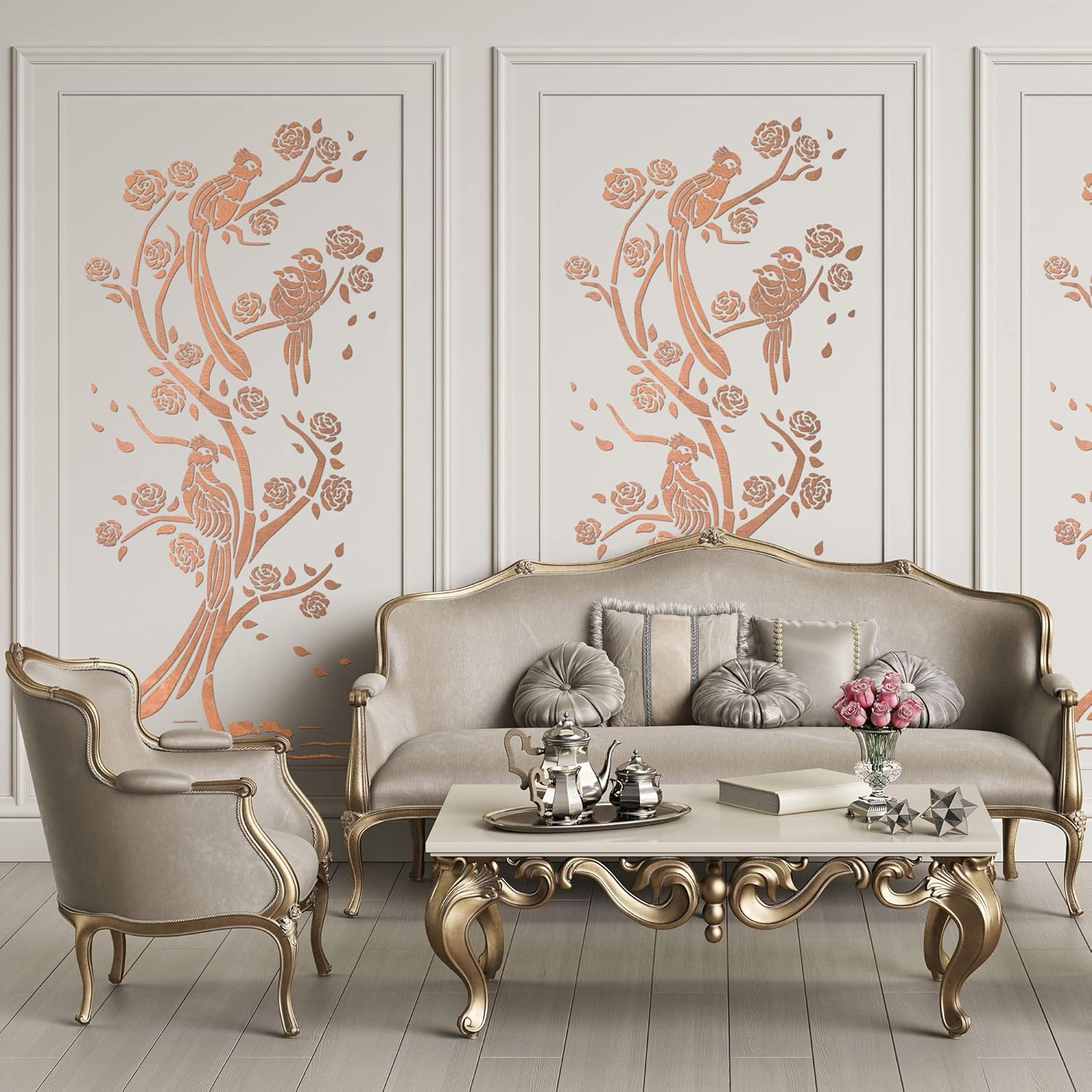 Chinoiserie 1 Art Craft Mylar Template 2x 65x95cm Reusable Plastic Wall Stencil 25 5 X 37 4 Chinese Birds Wall Stencils