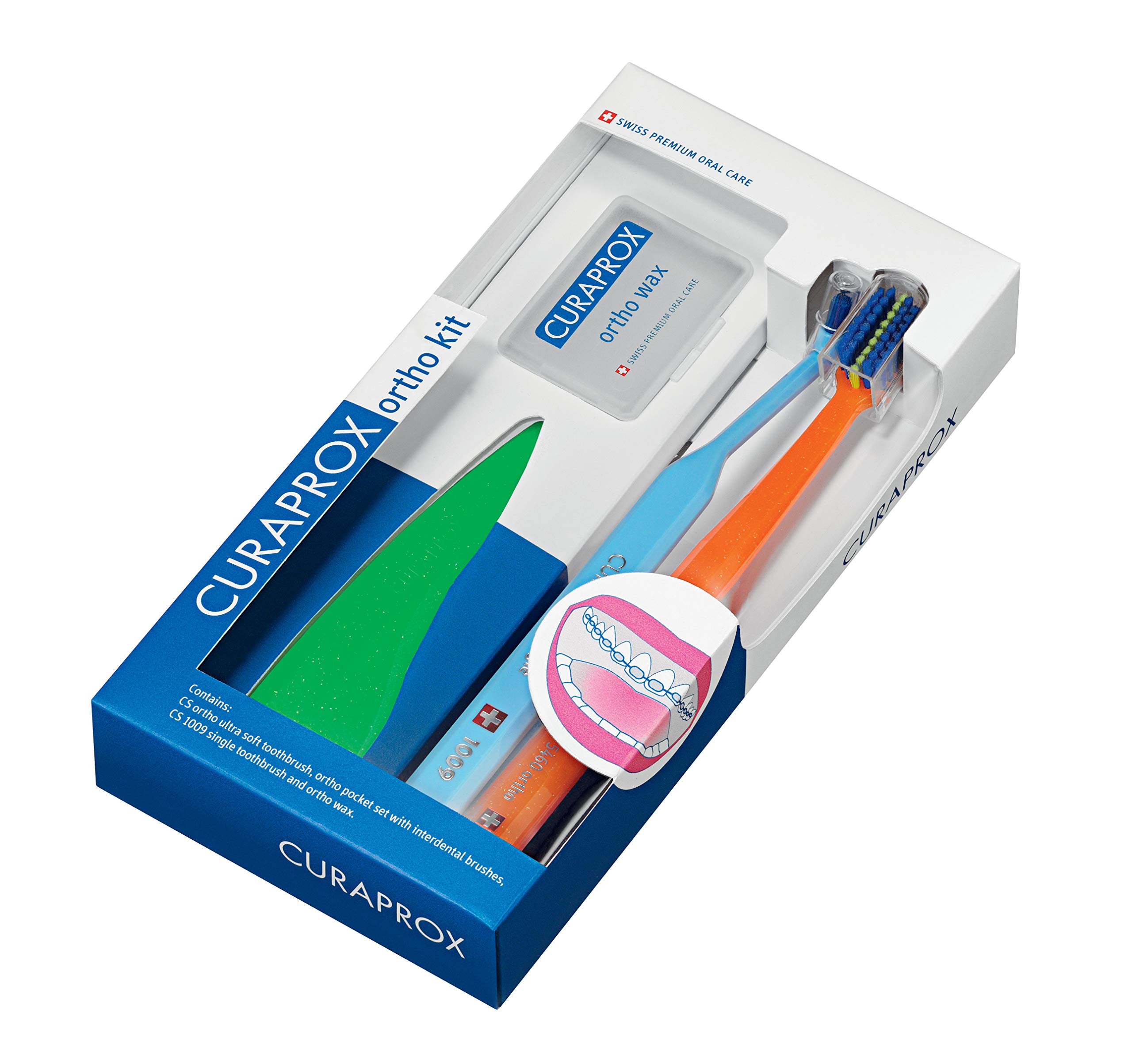 Curaprox Orthodontic Care Set – Complete Ortho Kit with Toothbrushes, Interdental Brushes, Holder & Ortho Wax | for Braces & Oral Hygiene | Designed in Switzerland