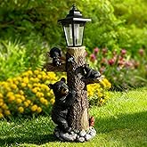 Oritty 19 Inches Bear Statue Welcome Sign Garden Statue with Solar Lights | Resin Bear Family on The Tree, Outdoor Bear D&eacute;cor for Yard Garden Lawn Patio