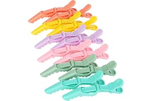 HH&LL Hair clips for Styling 12 pcs – Wide Teeth & Double-Hinged Design – Alligator Styling Sectioning Clips of Professional Hair Salon Quality (Colorful)