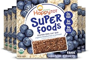 HAPPYTOT Happy Tot Organics Super Foods Oat Bars, Blueberries & Oatmeal, 5 Count (Pack of 6)