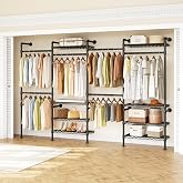 H4 Wall Mounted Closet System, Expandable Industrial Pipe Clothing Rack | ONBRILL Heavy Duty Closet Organizers and Storage in Wardrobe Closet, Clothes Rack for Hanging Clothes - Black