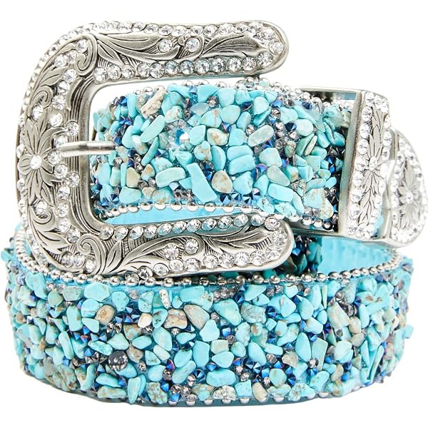 Shyanne Black Belt with Silver rhinestone buckle and silver and turquoise detail Shyanne | Accessories | Shyanne Womens Black Studded With  main image 2