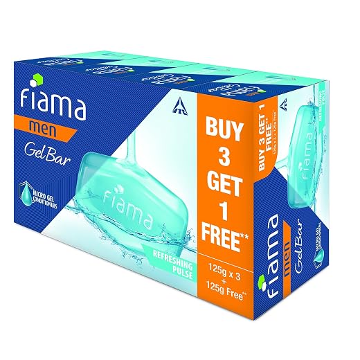 (Best) Fiama Men Refreshing Pulse Gel Bar, 125g (Buy 3 Get 1 Free)