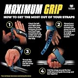 Titan Armour Weight Lifting Straps Extra-Long Gel Grip Black view 7