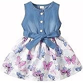 Saeaby Baby Girl Dress Toddler Girl Summer Clothes Infant Sleeveless Dress Denim Flower Sundress Cute Dresses for Girl