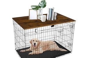Deblue 36in Dog Crate Topper, Rustic Style Wood Crate Table Topper for Wire Crate, Dog Kennel Table Topper for Small and Large Dogs