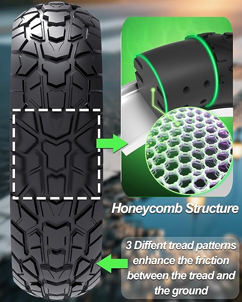BABEJIA 10X2.5 SCOOTER TIRES 2-PACK TUBELESS – 60/70-6.5 AIRLESS OFF-ROAD REPLACEMENT FOR SEGWAY NINEBOT MAX G30/G2, GOTRAX G6/G5/G MAX/ECLIPSE