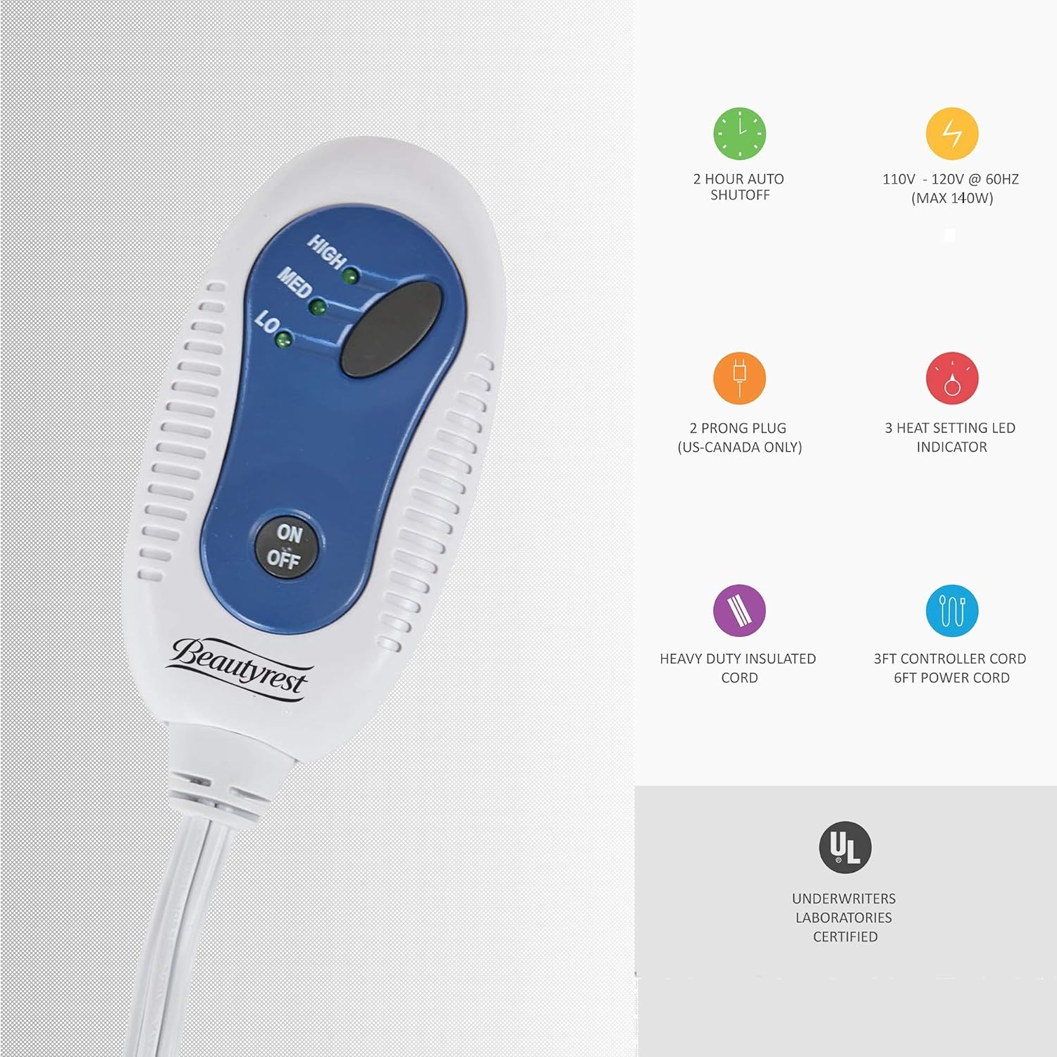 Beautyrest Zuri Electric Blanket Throw Ultra Soft Faux Fur Reverse to Mink Auto Shut Off Oversize with 3 Heat Level Setting Controller, 50x70, Grey Tip Dye: Home & Kitchen