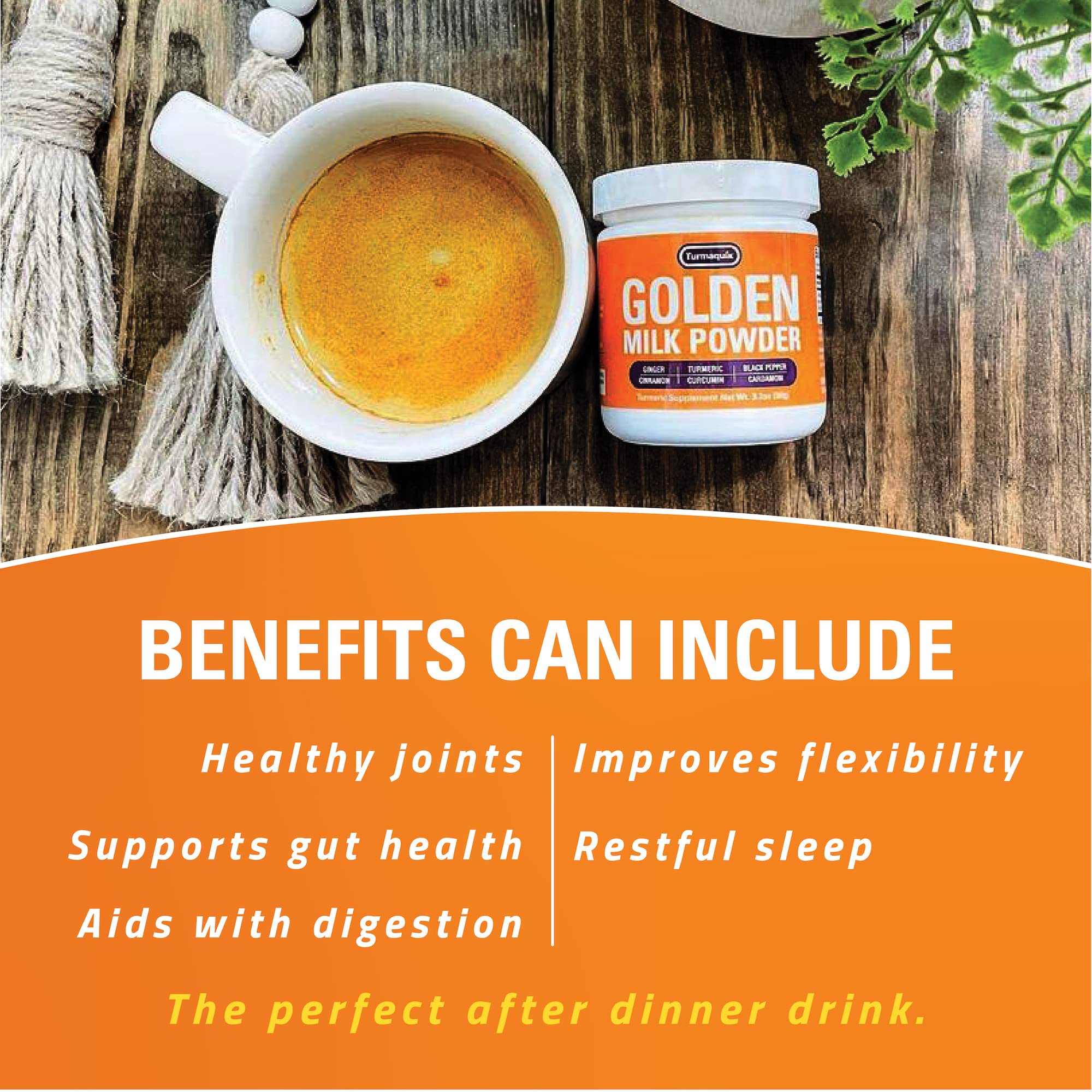 Turmaquik Organic Golden Milk Turmeric Latte, Superfood Blend of Ginger