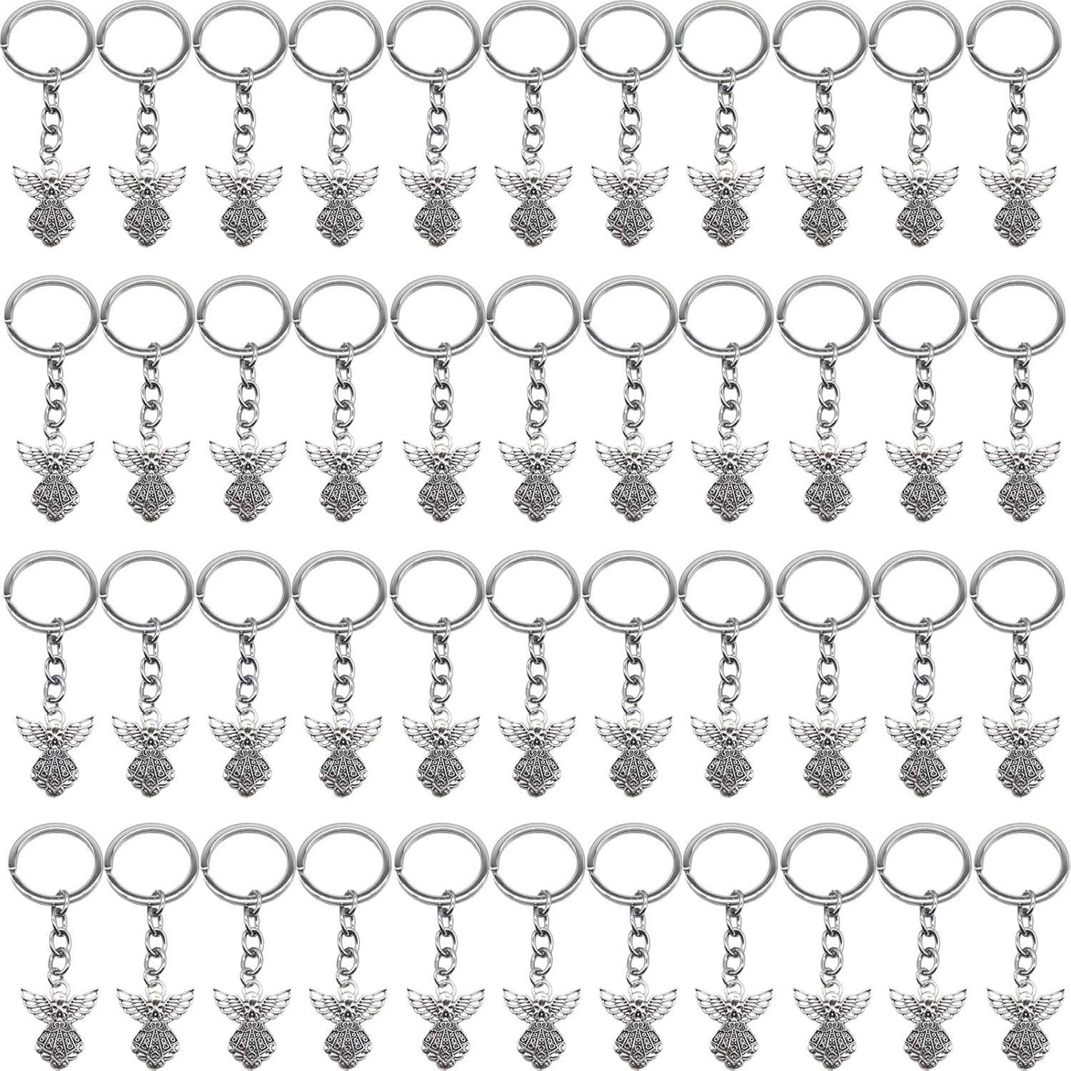 YOOHUA 50PCS 3.14inch Angel Keychain Angel Pendant Keychain Key Ring Silver Tone Guardian Angel Charm Keychain Key Ring at  Men’s Clothing store