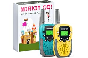 MIRKIT GO! Kids Walkie Talkies 2 Pack - Walkie Talkies for Kids, 4 Year Old Birthday Gifts Boys, Walkie Talkies Kids - 22 Channels, Long Range, Flashlight, LCD Walkie Talkies for Toddlers Age 3-5