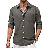 Lion Nardo Wrinkle Free Mens Dress Shirts Long Sleeve Business Casual Shirts for Men Untuck Linen Shirts with Pocket
