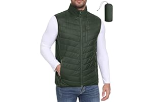 Little Donkey Andy Men's Lightweight Packable Puffer Vest Outerwear Warm Quilted Sleeveless Jacket for Golf Running Casual