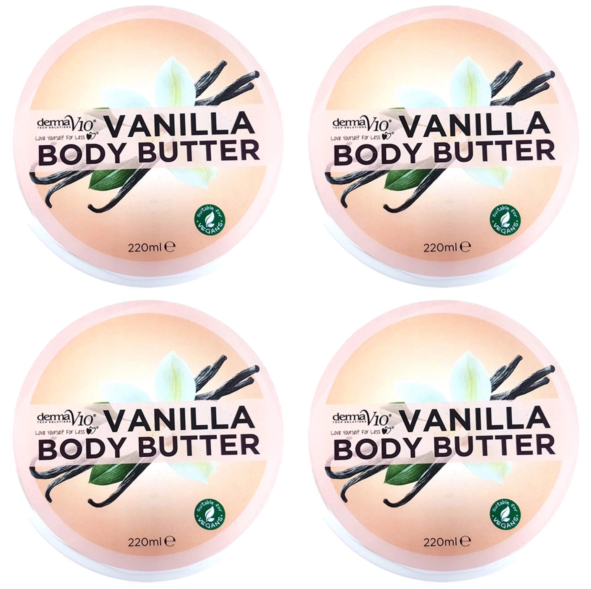 Derma V10 Body Butter Moisturising Cream Vegan Friendly 4 Pack (Vanilla)