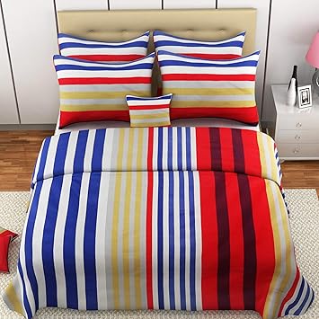 Mafatlal Mayfair Series, Pure Cotton Soft Finish Easy to Wash 144 TC Premium Bedsheets for Double Bed with 2 Pillow Covers, King Size Bedding Set Combo (Crimson Blue)