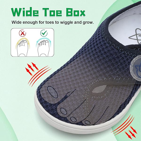 LEISFIT TODDLER SHOES BOYS GIRLS WIDE SHOES LITTLE KIDS BREATHABLE BAREFOOT SHOES MINIMALIST SNEAKERS LIGHTWEIGHT WALKING SHOES SLIP ON SHOES NAVY 9 TODDLER