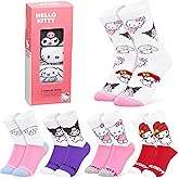 Hello Kitty Women Socks Pack of 5 Calf Length Character Socks Novelty Anime Kawaii Sock Set Kuromi Cinnamoroll Gifts for Her