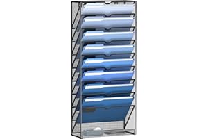 Lavatino 10-Tier Hanging Wall File Organizer, Wall File Organizer Holder for Papers, Files Clipboard & Magazine Organizerr, Wall Mount File Holder Great for Office Home