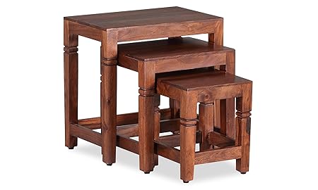 Ringabell Hife Solid Wood Nest of Table Set of 3 (Honey Finish)