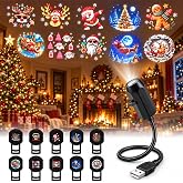 Plug and Play HD Christmas Projector with 10 Festive Scenes, Hd Christmas Scene Projector with 360&deg; Rotating, 5D Night Light Projector for Room Decor Party Gifts