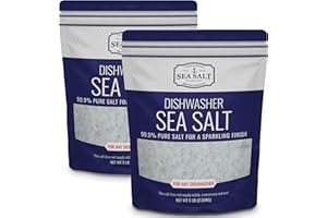 Dishwasher Salt, Natural Water Softener Salt, Food Grade Coarse Sea Salt Compatible with Miele, Thermador, Whirlpool, & Bosch Dishwasher, 10 lb, 2 x 5 lb Bag, Sea Salt Superstore