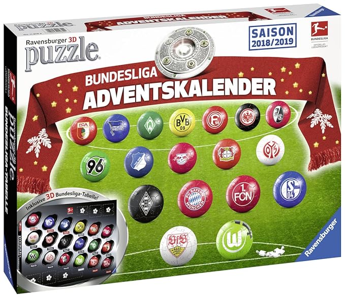 Ravensburger Erwachsenenpuzzle 11679 Adventskalender Bundesliga, bunt