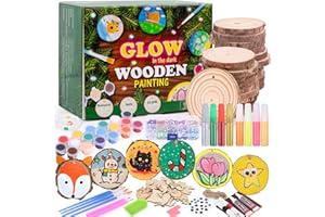 Alotwan Kids Wood Painting Kit Glow in The Dark - Arts and Crafts for Kids Ages 5-12, Easter Crafts Gifts for Girls Boys Birthday, Art Supplies for 5 6 7 8 9 10 11 12 Year Old