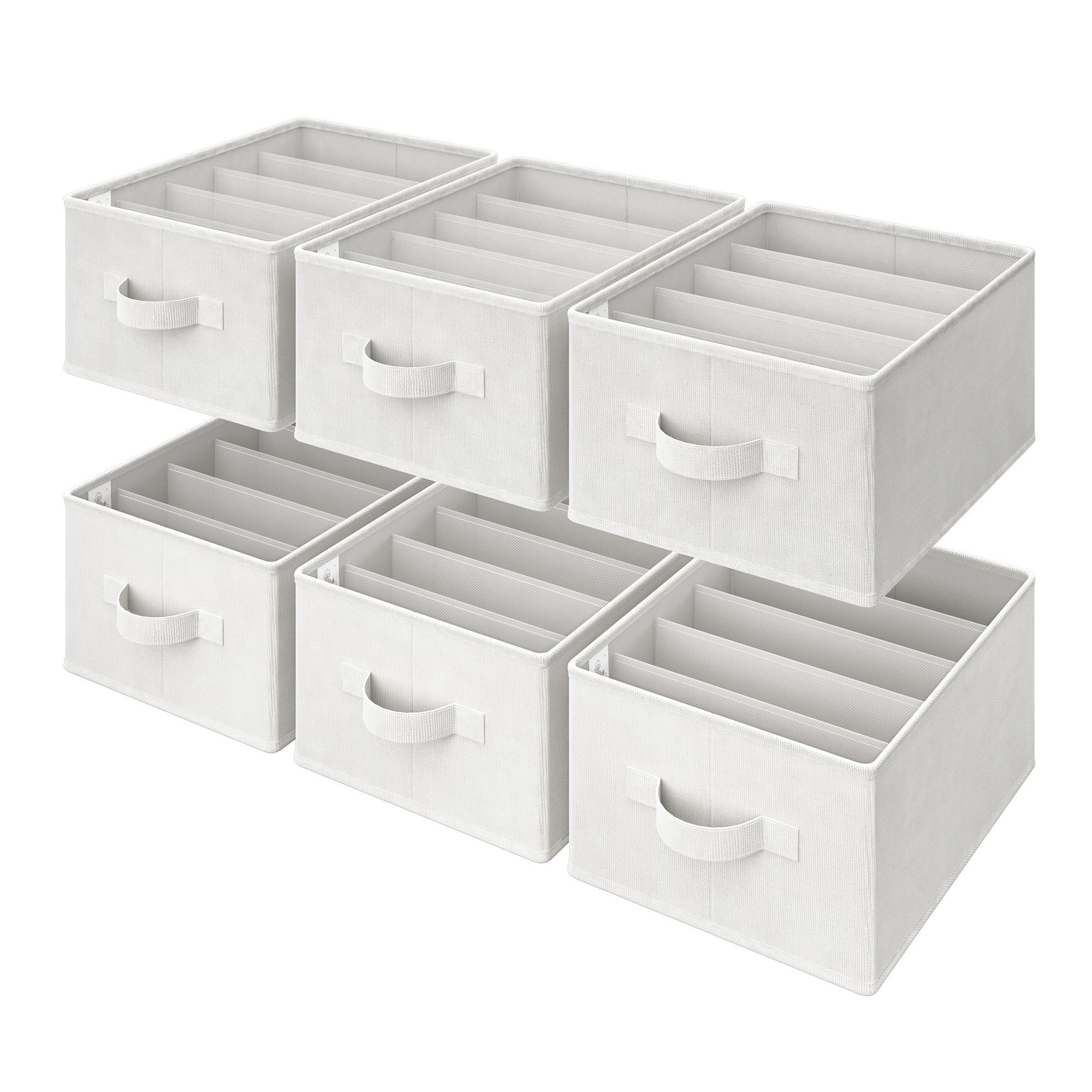 GRANNY SAYS Wardrobe Storage Organisers, Pack of 6 Clothes Organisers, Jeans Storage Organiser for Clothing & Wardrobe Drawer, T Shirt Jumper Storage Organisers White