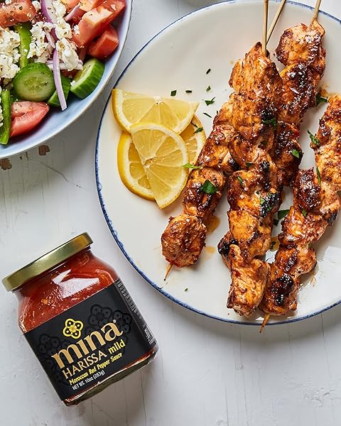 MINA HARISSA MILD SAUCE, HOMESTYLE MOROCCAN RED PEPPER HARISSA PASTE, 10 OZ – HARISSA SAUCE WITH TANGY TWIST, EXCITE YOUR SENSES WITH MINA MILD HARISSA SEASONING