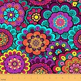 Castle Fairy Mandala Flower Soft Polyester No Stretch Fabric by The Yard Watercolor Exotic Boho Floral Plant DIY Fabric by The Yard Retro Bohemia Style,1 Yard