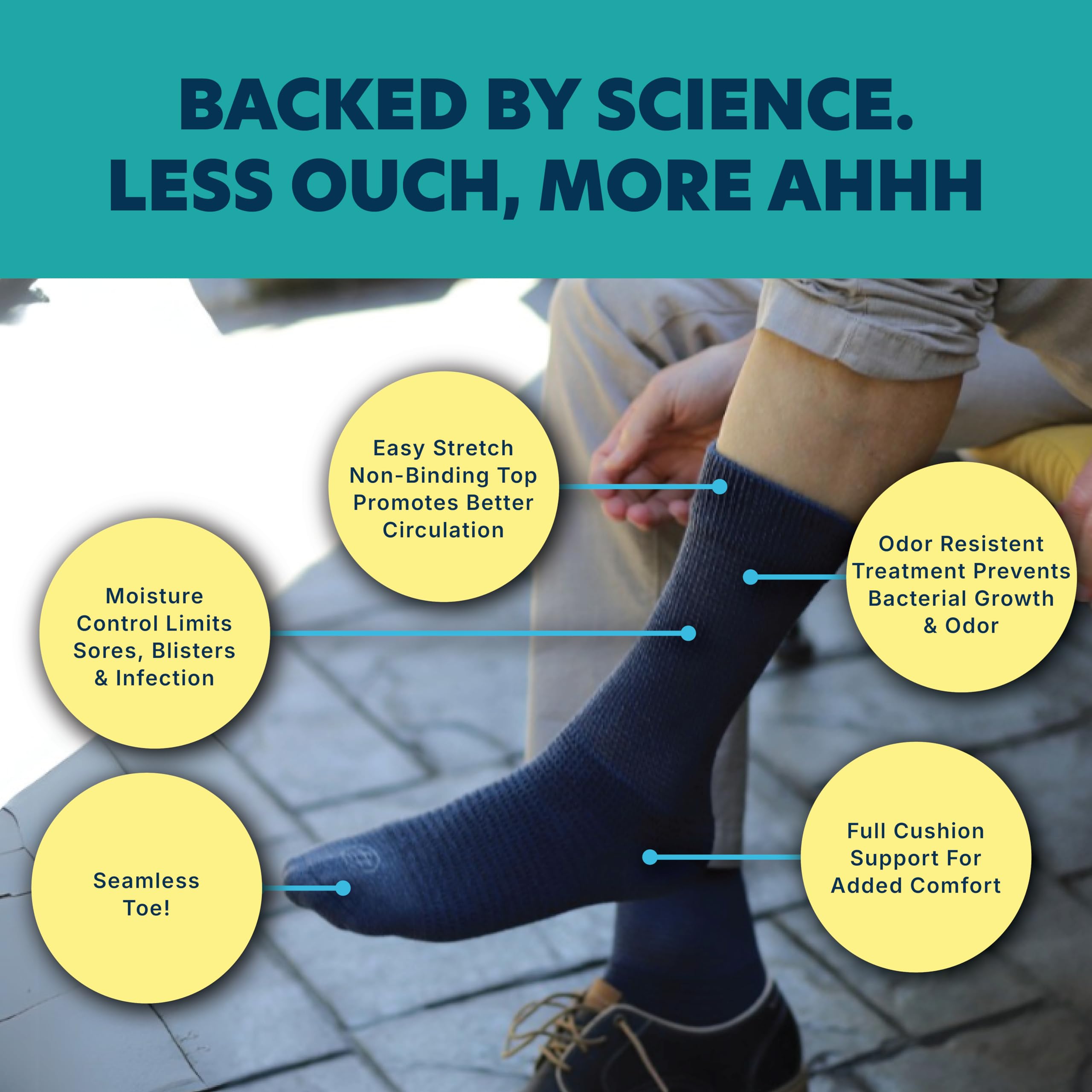 Doctor's Choice Diabetic Socks for Men, Seamless Socks with Non Binding Top, 4 Pairs, Large 9-12 & X-Large 13-15