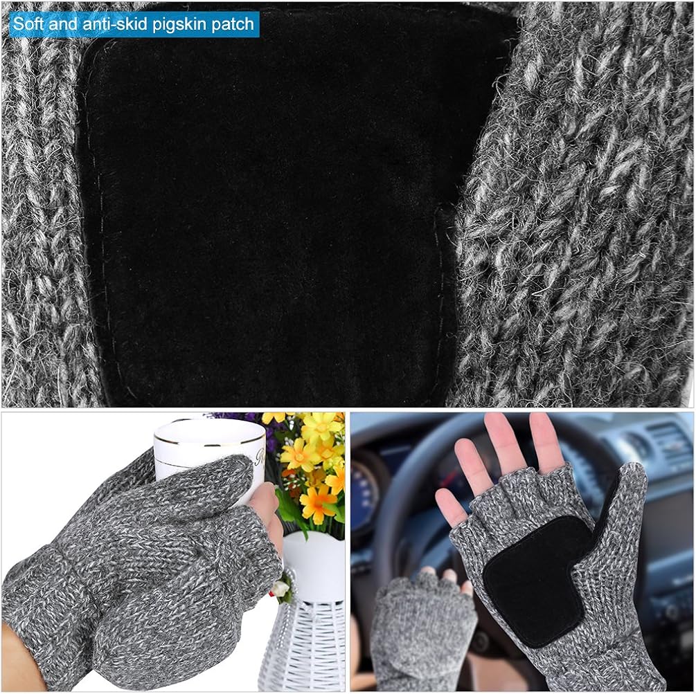 VBIGER Winter Gloves Warm Wool Mittens With Mitten Cover at  Men’s Clothing store