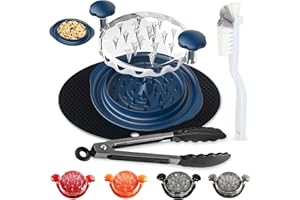 Trase A Chicken Shredder Tool Twist with Tongs & Cleaning Brush|Meat Shredder with Transparent Lid with Anti Slip Base, Ergonomic Grip & Heat-Resistant, Ideal for Chicken, Beef & Mutton (Blue)