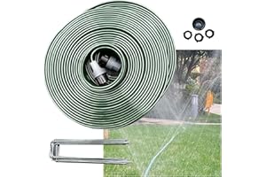 Watoo 2025 Sprinkler Hose & Soaker Hose for Yard - 75 FT Reinforced Flat Garden Hose with Holes, Heavy Duty No-Kink Lawn Irrigation Hose (Includes Stakes, High Pressure Spray)