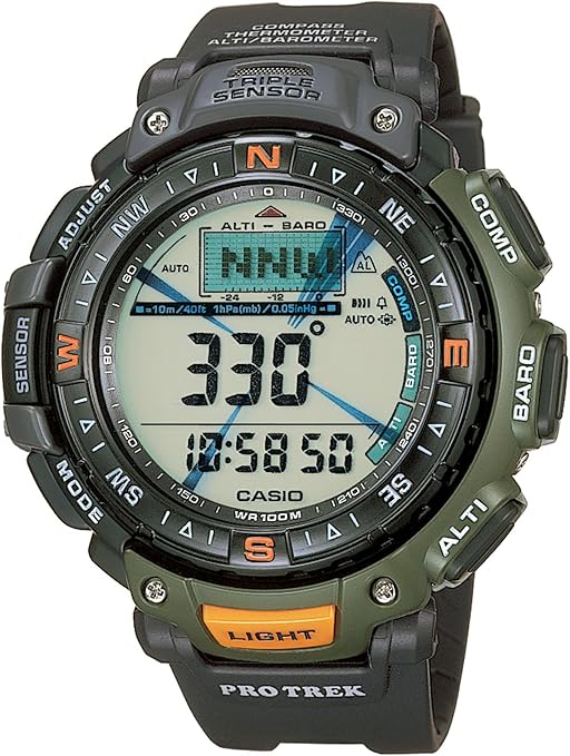 CASIO Unisex Quartz Watch with Grey Dial Digital Display and Grey Resin Strap PRG-40-3VER: Casio 