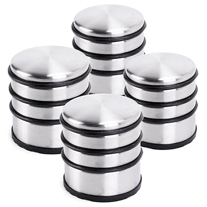 Oxid7® Türstopper Edelstahl hoch 8,5x8cm (BxH) – 1,2kg – massiver Türpuffer für schwere Türen – Rutschfest auch auf glatten Böden - Set 4 Stück