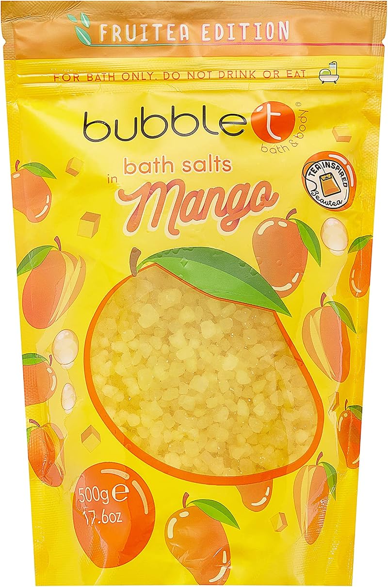 Bubble T Cosmetics Fruitea Mango Bath Salts 500g - Soothes Tired Limbs Freshens