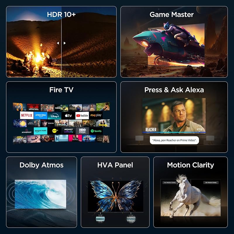 65V6D Televisor 65 Pulgadas 4K UHD Smart TV, Fire TV, Alexa Integrado, Dolby Vision & Atmos, Game Master, HDR10+, Control por Voz