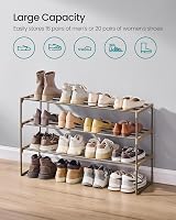 SONGMICS 3-Tier Shoe Rack Storage Organizer Walnut Brown LSA303K01 view 4