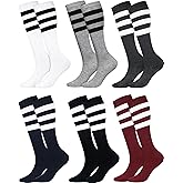 Syhood 6 Pairs Neon Knee High Socks Stretchy Roller Skate Socks for Women, Men, Soccer Softball Team Sports