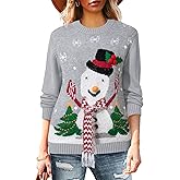 Pink Queen Women's 2025 Ugly Christmas Sweater Long Sleeve Knitted Pullove Xmas Jumpers Tops