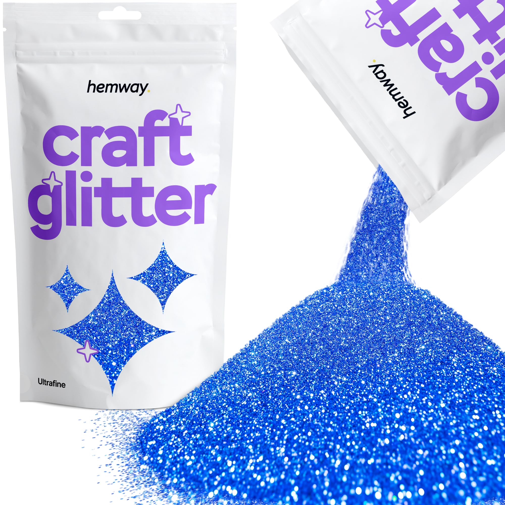 Hemway Craft Glitter Sapphire Blue 100g Ultrafine Glitter for Crafts, Resin, Cosmetic, Nail, Face, Body, Festival, Tumblers, Art, Candle, Crafting